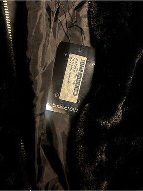 Boohoo Black Faux Fur Lined Bomber Jacket
